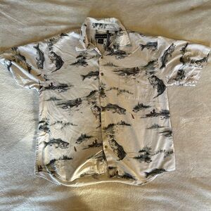 Field & Stream Beige Fishing Print Casual Shirt